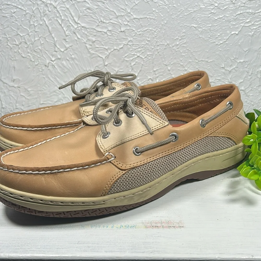Sperry Billfish 3 Eye Leather Men's Top Sider Tan Cream Boat Shoes Loafer Style